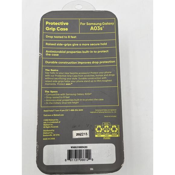 Protect Onn Blue Case For Samsung Galaxy A03s 8' Drop Protection - Picture 2 of 2